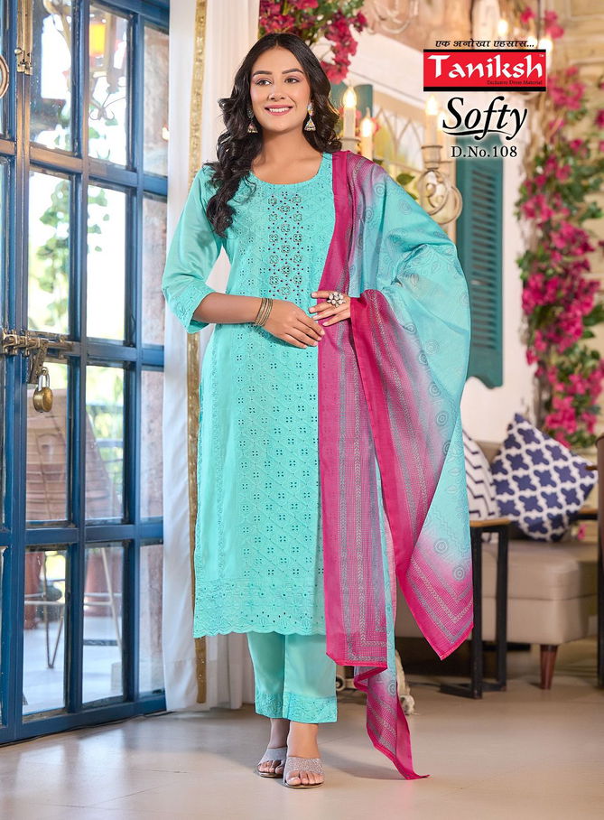 Softy Vol 1 By Taniksh Muslin Designer Kurti With Bottom Dupatta Wholesale Market In Surat
